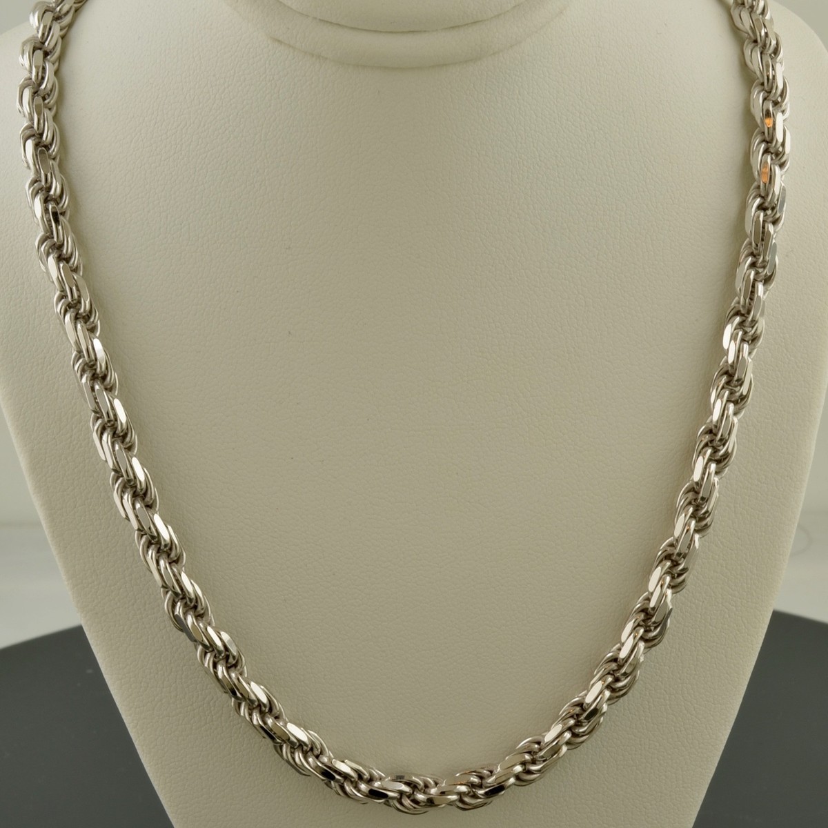 STERLING SILVER RHODIUM PLATED CLASSIC ROPE CHAIN 20 INCH  NECKLACE