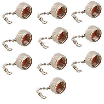 Amphenol RF 082-106 MX-913/U N-Type Plug, Cap with Chain, Brass Nickel, 10 Pcs