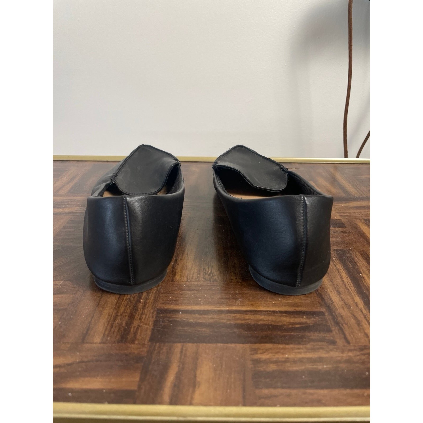 Brash Black Pointed Toe Flats Shoes Faux Suede Pointy Vegan Size 8