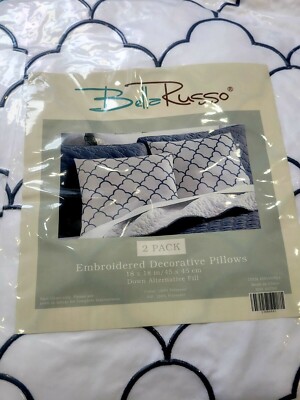 Bella Russo Embroidered Decorative Pillows Two Pack 18'' x 18''