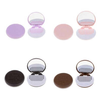 2 Stück Make-up Kosmetik Faltbar Tragbar Kompakt Taschenspiegel Rund mit Kamm