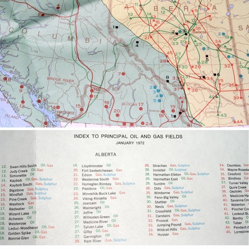 1972 LARGE VINTAGE MAP OF CANADA MINERALS OIL GAS FIELDS ALBERTA COAL MINES - Picture 4 of 12