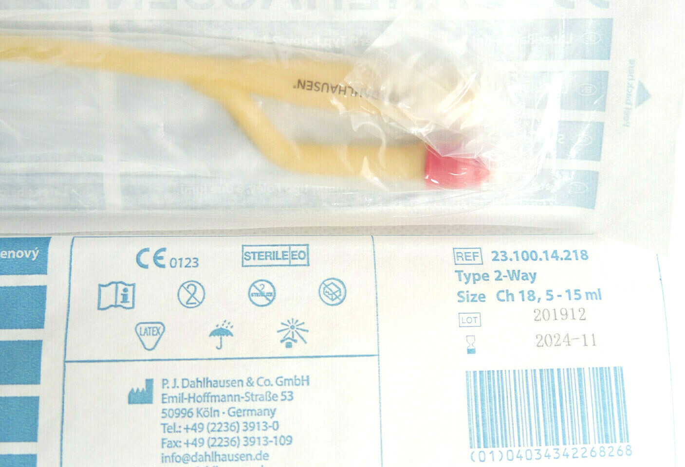 10x Latex-Ballon-Katheter Foley CH 18, 5-15 ml STERIL REF 23.100.14.218