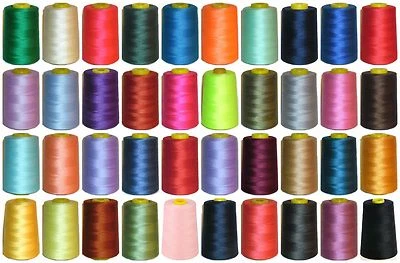 VANGUARD 120s SEWING THREAD 100% SPUN POLYESTER 5000 YRDS X4 CONES, VARIOUS COLS, ART VG1