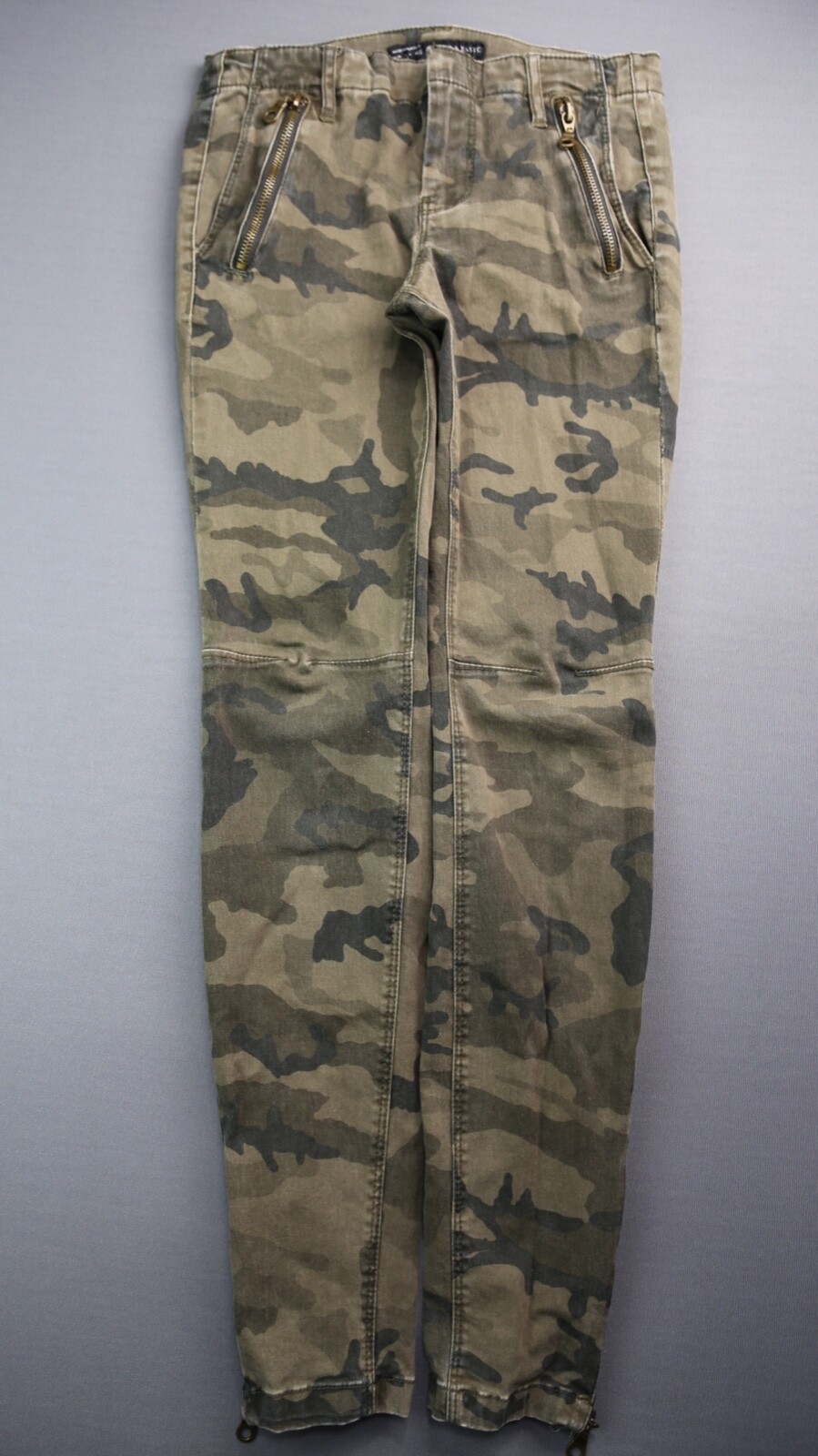 Women's Zara Basic Camo Skinny Jeans Zipper Leg Brown Black Size 2 (26x27)