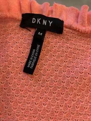 Cardigan DKNY Fille – Corail/Orange – Style Balançoire/Enveloppe – Taille Moyenne – Avec Débardeur
