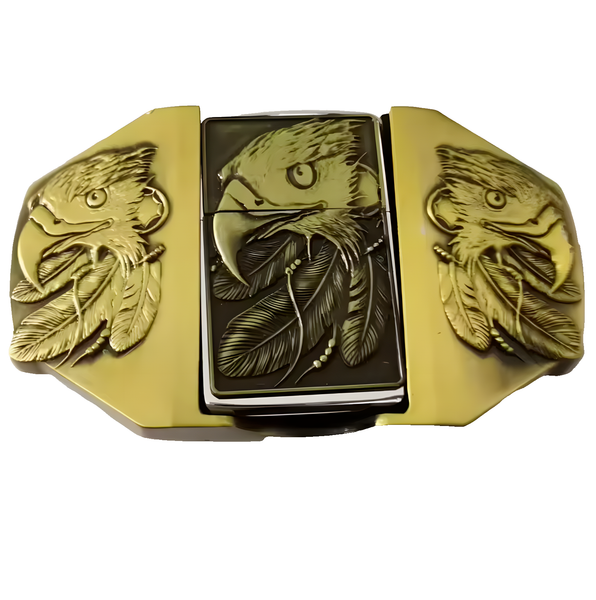 GüRtelschnalle Buckle Mit Benzinfeuerzeug GüRtel Bis 4Cm Adler Gold Feuerzeug-image