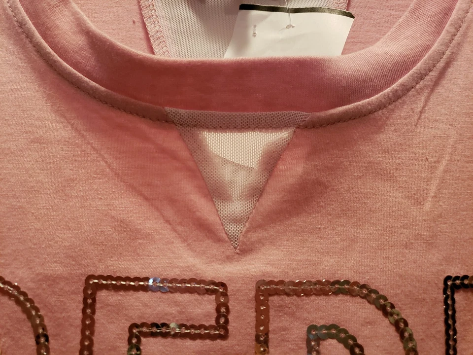 Top deportivo Bebe grande PEONY L manga blanca transparente a rayas en el brazo lentejuelas plateado $49 Foto 3 de 4