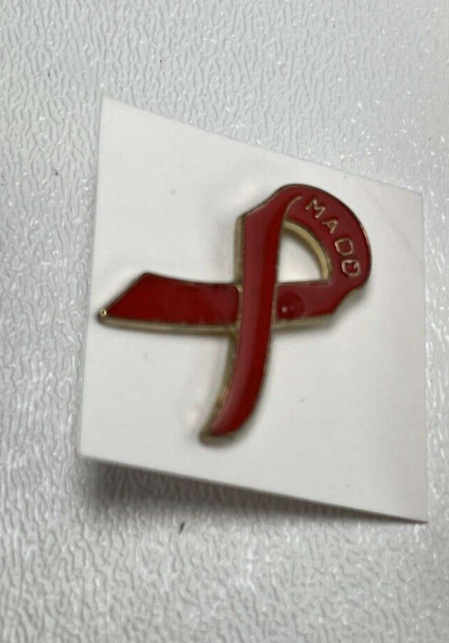 3 Mothers Against Drunk Driving MADD Metal Red Ribbon 2 Pinback Hat Tac 1 Pin