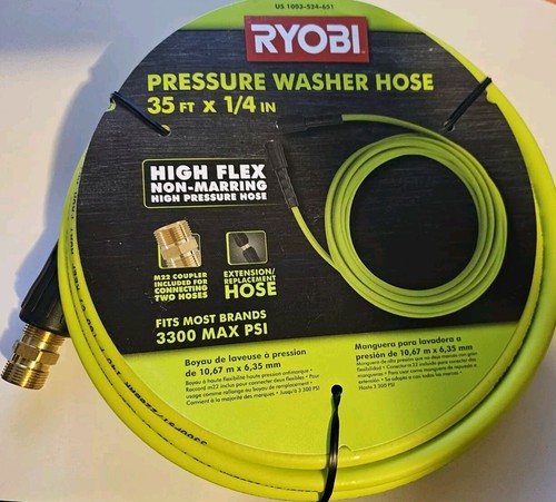 RYOBI 1/4 in. x 35 ft. 3,300 PSI Green Pressure Washer Hose