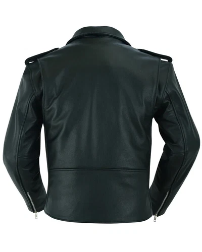 Black Vintage Leather Jacket for Mens with Plain Sides Design & Multiple Pockets image 5