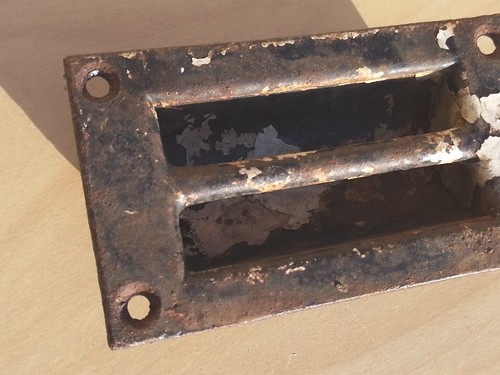 Vintage alte antike Gusseisen Olde große Einsatz Griff Truhe  - Bild 4 von 8