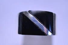 NEW MEN'S STERLING SILVER BLACK ONYX RING WITH DIAGONAL LINE SCUBA FLAG DESIGN