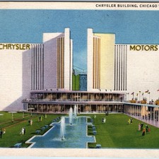c1930s Chicago, IL Chrysler Motors Building Linen Postcard World's Fair Expo A92