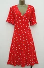 ROMAN RED WHITE FLORAL JERSEY FIX WRAP TEA DRESS SIZE 18 BNWT BUTTON DETAIL
