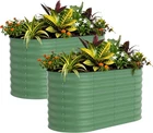 2 Pack Galvanized Raised Garden Beds 4x2x2ft Planter Box for Vegetable Flowers