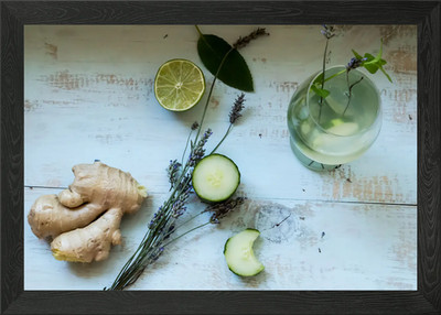 Flach gerahmtes Wandbild Detox Wasser gesunder Lebensstil Poster Leinwanddruck Bild
