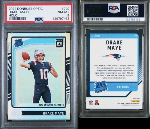 2024 Donruss Optic Drake Maye Holo #229 PSA 8
