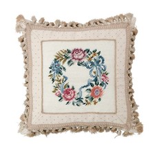 Floral Wreath Needlepoint Accent Pillow