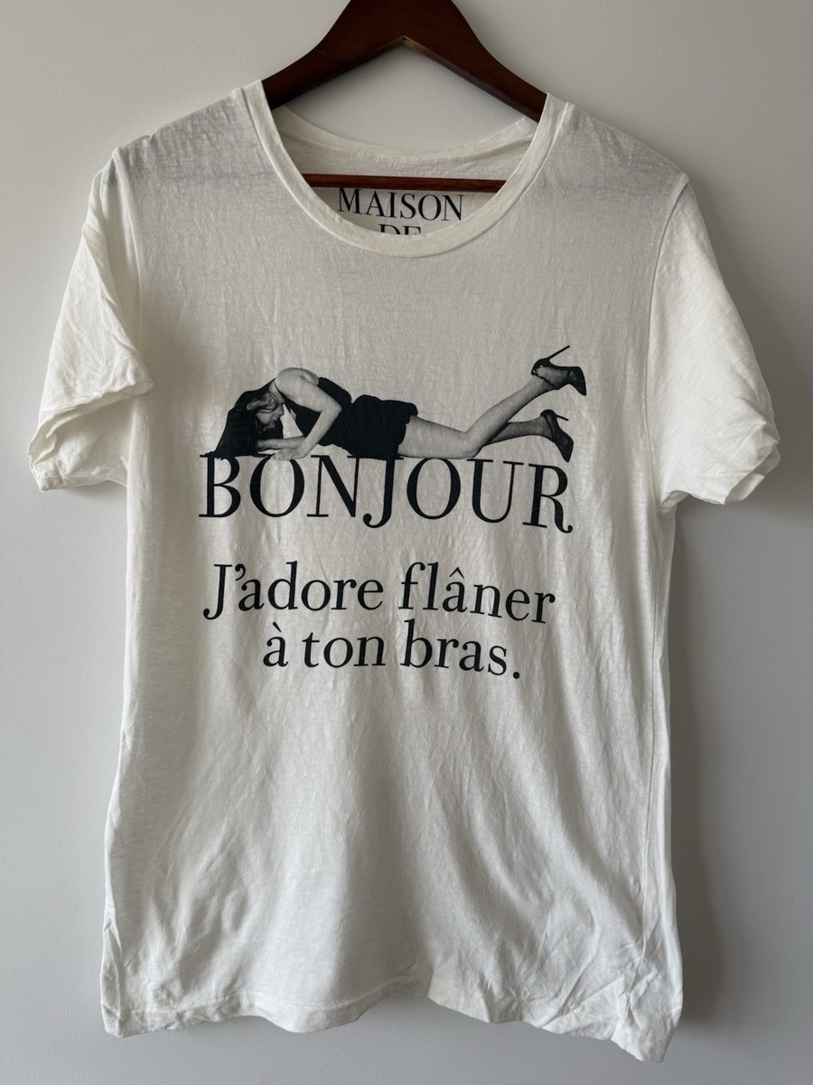 VINTAGE 2000s Maison De Reefur French Bonjour T-Shirt Tokyo Boutique Daikanyama
