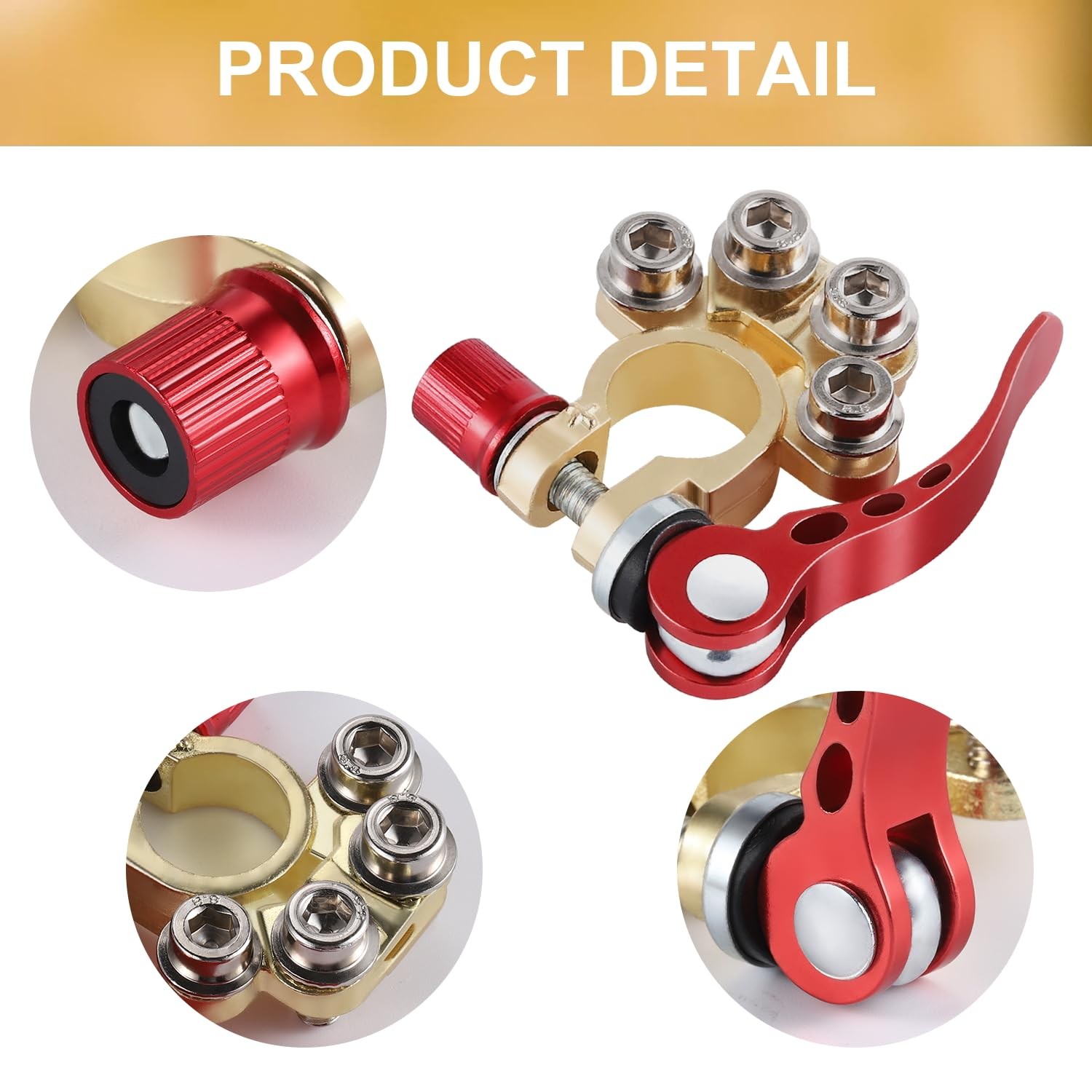 4 Way Car Battery Terminal Connector Clip - SAE/JIS A Type Gold-B