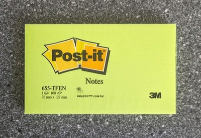 Post-it Haftnotizen Block grün 1x 100 Blatt 655 TFEN 76x127 mm NEU