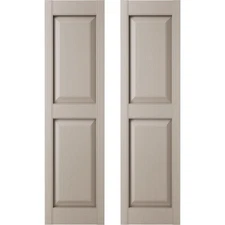 12 in. W x 55 in. H , Standard Two Equal Panels, Raised Panel Shutters, Inclu...