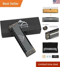 Stylish Black Harmonica in C Key with Protective Case - Musician's Dream Gift