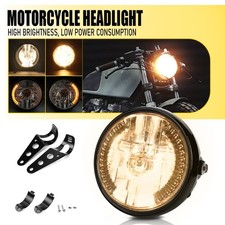 7" Motorcycle Headlamp w/ Turn Signal LED Headlight Bracket Housing Universal