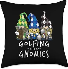 Golf Gnomes Golfing with My Gnomies for Golfer Men Women Throw Pillow