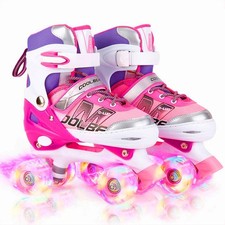 Sowume Adjustable Kids Roller Skates for Girls and Women, All 8 Wheels of Girl's