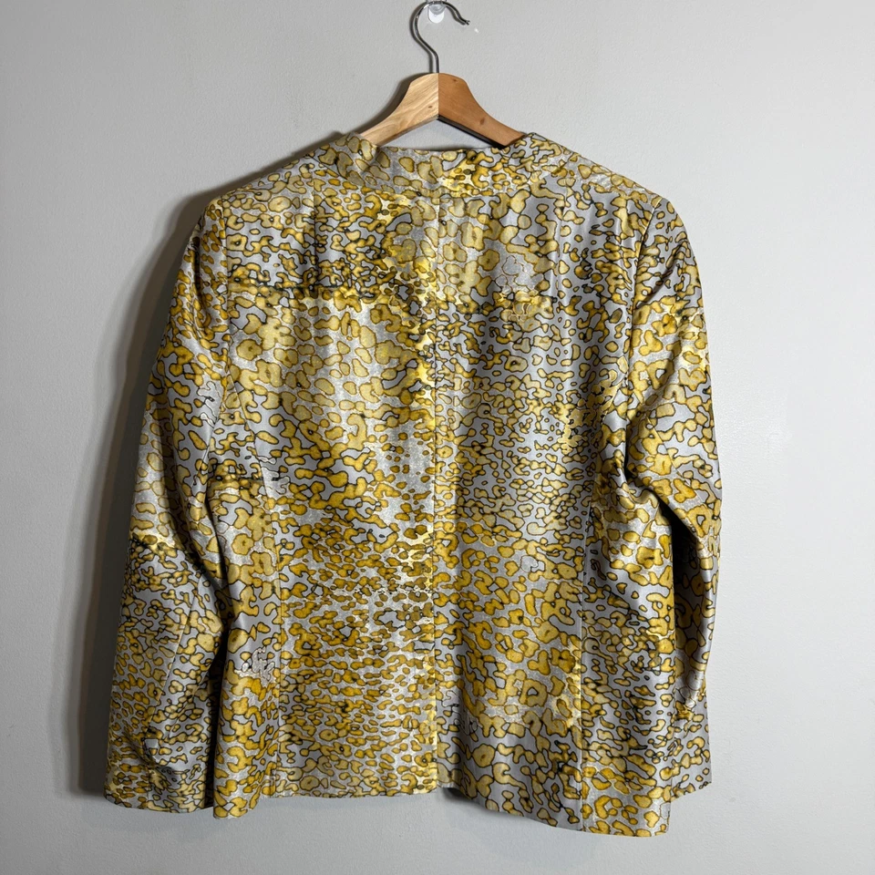 Chaqueta Blazer Para Mujer Escada Binchen Seda Estampado Leopardo 46 Antracita Diseñador Foto 3 de 4