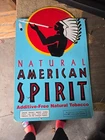 1990s Vintage Blue Natural American Spirit Cigarette Metal Tin Sign 19"x12"