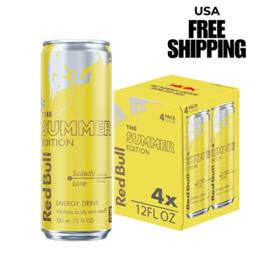 Red Bull Summer Edition Energy Drink, Sudachi Lime, 12 fl. oz., Pack of 4....