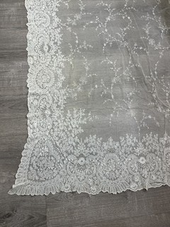 vintage lace tambour mesh net floral panel antique victorian white curtain