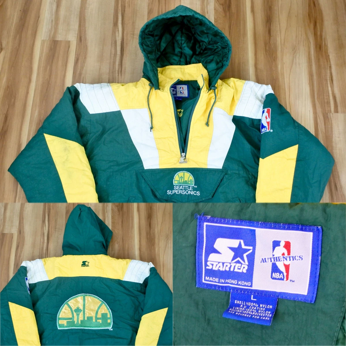 STARTER NBA SONICS ナイロンジャケット プルオーバー Vintage 90s Starter NBA Seattle SuperSonics Puffer Bomber Winter