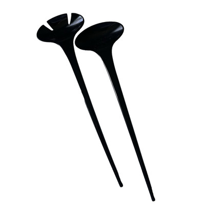 Ikea Vintage Salad Tongs Fork & Spoon Utensils Set Black Plastic 12.5'' Lot of 2