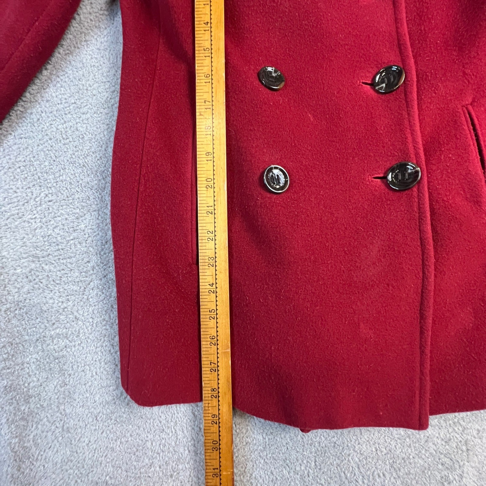 Calvin Klein Pea Coat Women's Size 4 Red Wool Cashmere Blend Double Breasted thumbnail 3