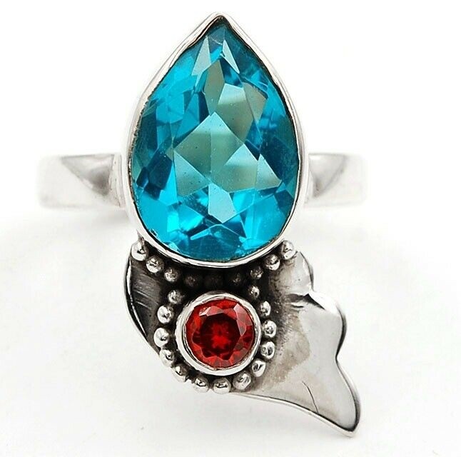 5CT Natural Flawless Blue Topaz 925 Sterling Silver Ring Jewelry Sz 7.5 @1-1