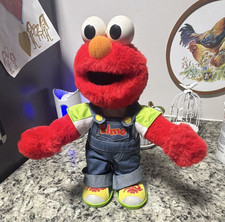 Fisher-Price Sesame Street Elmo 1999 Small Plush Doll Denim Overalls PA274
