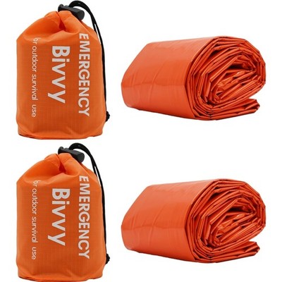 Notfall Schlafsack Set für Camping und Outdoor, 2 Personen, Leicht, Orange