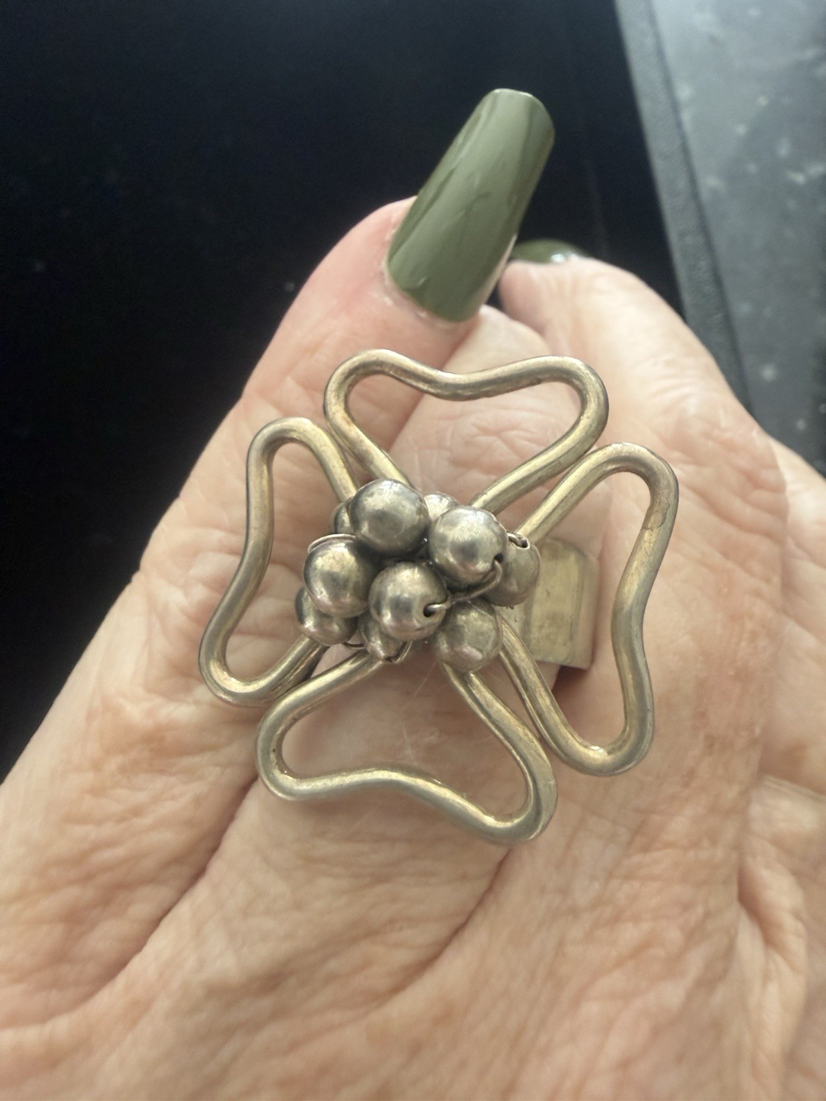 Vintage 950 Silver Abstract Statement Ring Artisa… - image 6