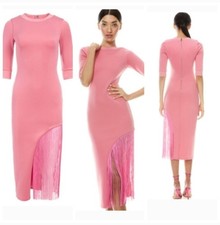 ALICE +OLIVIA ASYMMETRICAL FRINGE MIDI DRESS SIZE 6