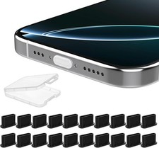 20Pcs USB C Dust Plug, Silicone Anti Plug Cover  Portable 20 Black