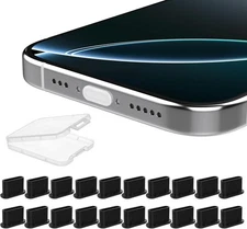 20Pcs USB C Dust Plug, Silicone Anti Plug Cover + Portable 20 Black 