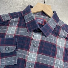 UNTUCKit Mens Medium Shirt Alentejo Blue Gray Burgundy Plaid Long Sleeve