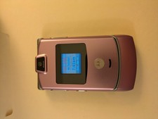Vintage Motorola RAZR Flip Cell Phone Pink/Silver Excellent Condition