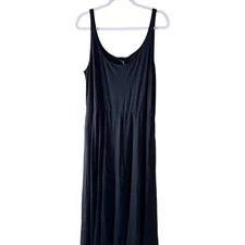 Quince Tencel Jersey Fit & Flare Dress Black XL Casual Comfort Sleeveless