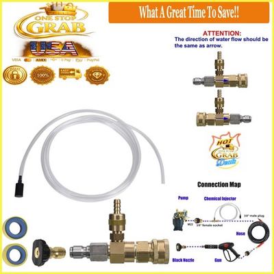 #ad Adjustable Chemical Injector Kit for Pressure Washer 3 8 Quick Connect $41.91