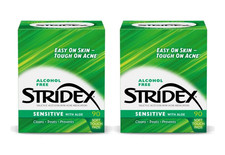 Pack 2 Stridex Acne Pads, Sensitive Skin w Aloe, 90 Count Each, 12/25